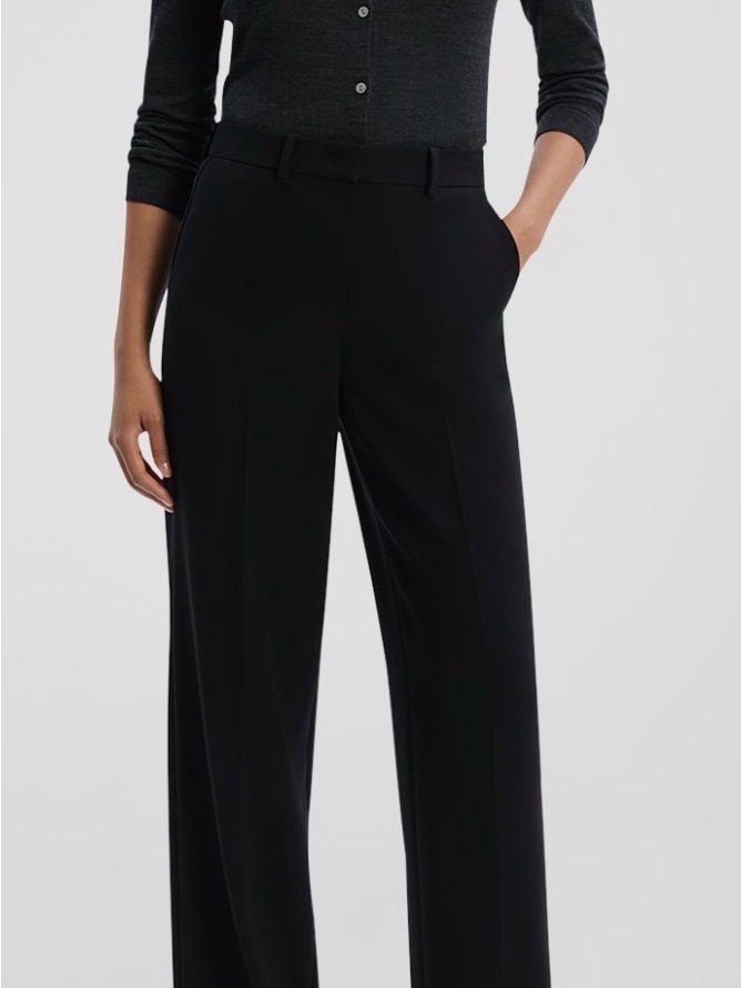 Theory Black Wide-Leg Dress Trousers Size 6 Black Admiral Crepe- Nwt